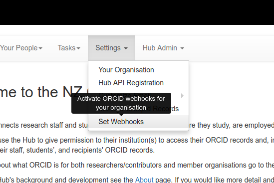 Navigation to the Webhook menu